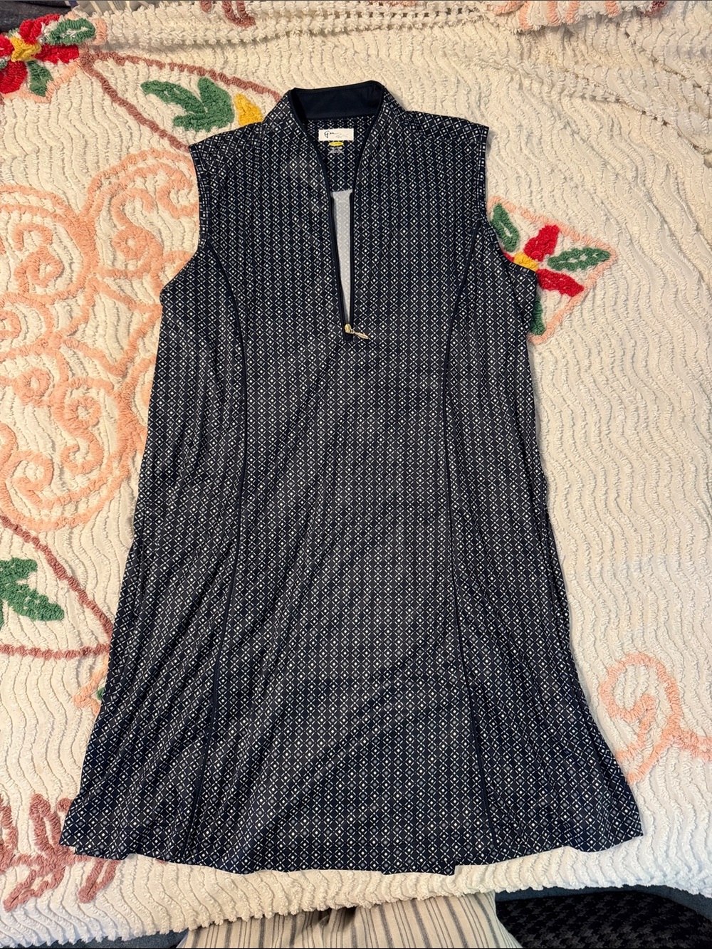 Greg Norman Women’s Sleeveless Navy Patterned Golf Dress - xl